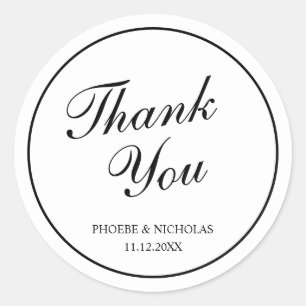 Elegante klassische Schwarz-Weiß-Hochzeit Vielen D Runder Aufkleber