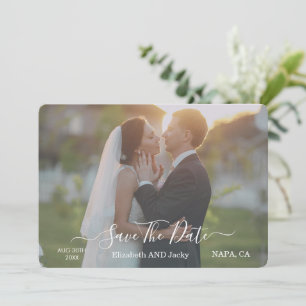 Elegante klassische Schwarz-Weiß-Kalligrafie-Hochz Save The Date