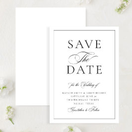 Elegante klassische Schwarz-Weiß-Kalligrafie-Hochz Save The Date