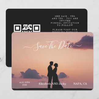 Elegante klassische Schwarz-Weiß-Kalligrafie-Hochz Save The Date
