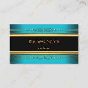 Elegante klassische schwarze gelbe Gold Teal Blau Visitenkarte