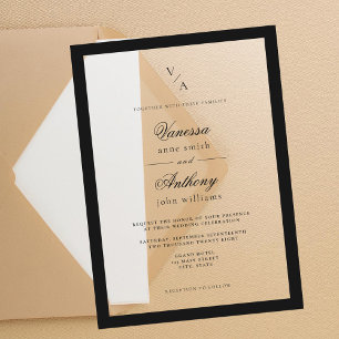 Elegante klassische Schwarze Grenzhochzeit Acryleinladungen
