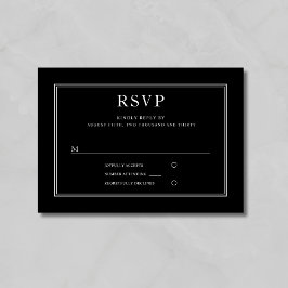 Elegante klassische Schwarze Hochzeit RSVP Karte