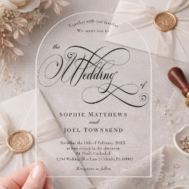 Elegante Klassische Schwarze Kalligraphie Hochzeit Acryleinladungen