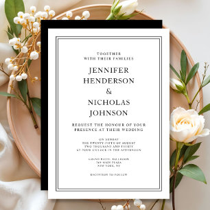 Elegante klassische schwarze und weiße Hochzeit Einladung