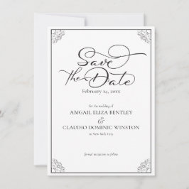Elegante klassische schwarze und weiße Kalligrafie Save The Date