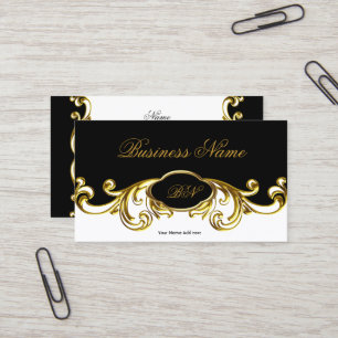 Elegante, klassische schwarze, weiße und goldene f visitenkarte