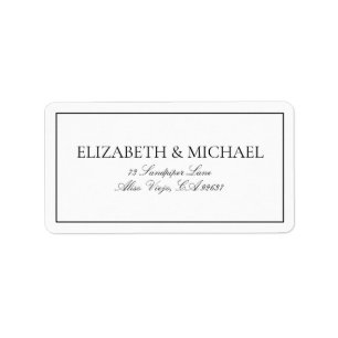 Elegante, klassische Script-Adresse in Schwarz und Adressaufkleber