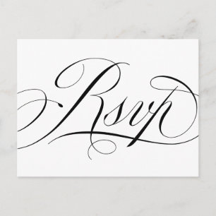 Elegante klassische Script-Hochzeit RSVP Postcard Postkarte