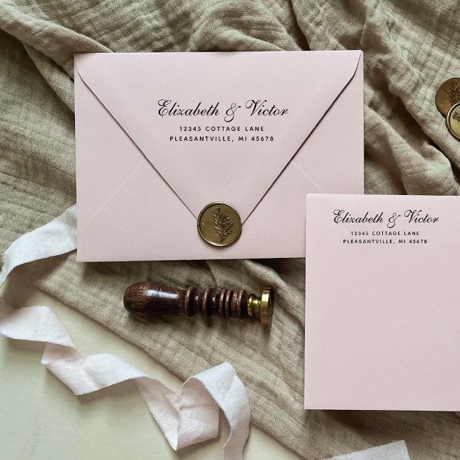 Elegante klassische Script-Hochzeit-Rücksendeadres Gummistempel (Von Creator hochgeladen)