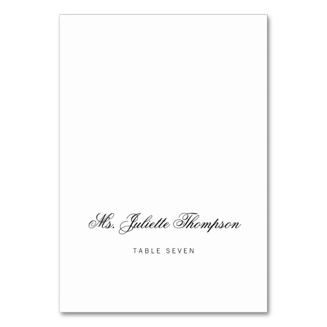 Elegante, klassische Script Vintage Hochzeit Platz Tischnummer (Vorderseite)