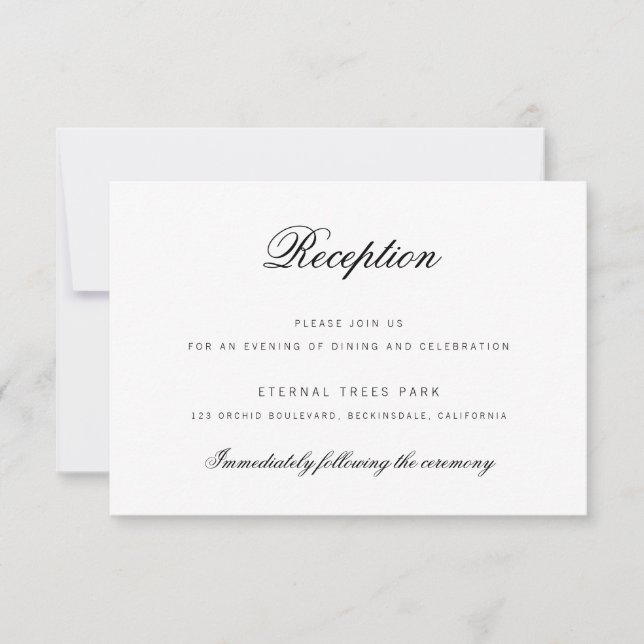 Elegante, klassische Script Wedding Reception Card Einladung (Vorderseite)