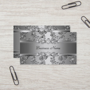 Elegante klassische silbergeprägte Diamantabbildun Visitenkarte