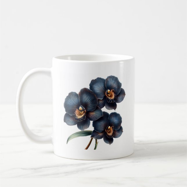 Elegante klassische Tasse aus schwarzem Orchideenk (Links)