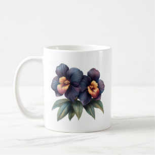 Elegante klassische Tasse aus schwarzem Orchideenk