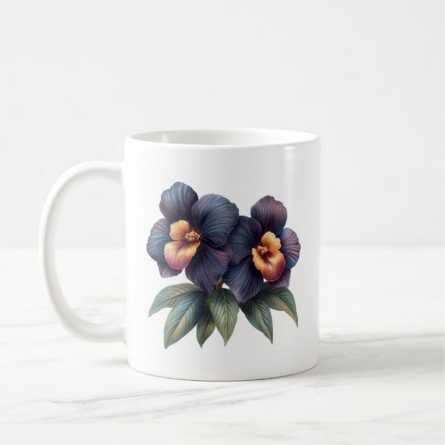 Elegante klassische Tasse aus schwarzem Orchideenk (Links)