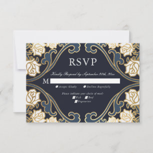 Elegante klassische viktorianische Hochzeits-RSVP- RSVP Karte