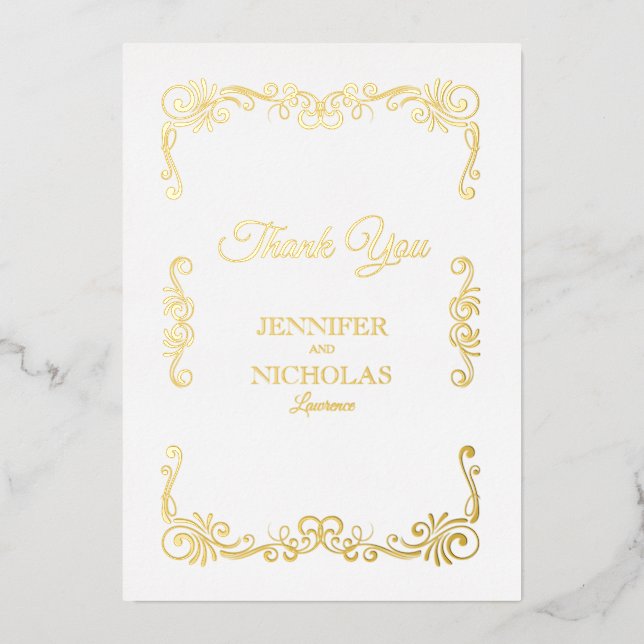 Elegante klassische Vintage feierliche Hochzeit Folieneinladung (Vorderseite)