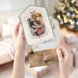 Elegante klassische Wasserfarbe Floral Weihnachtsf All In One Einladung