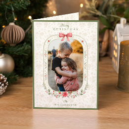 Elegante klassische Wasserfarbe Floral Weihnachtsf Feiertagskarte