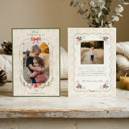 Elegante klassische Wasserfarbe Floral Weihnachtsf Feiertagskarte