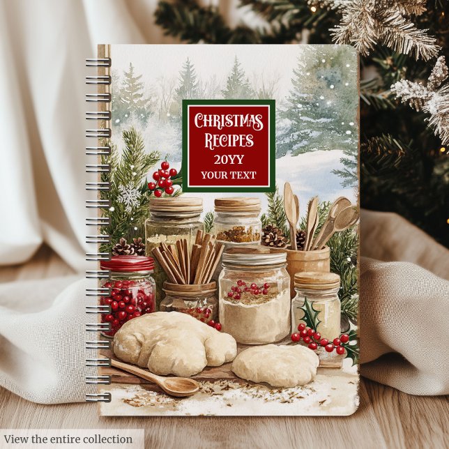 Elegante klassische Weihnachtsrezepte-Notebook ind Notizbuch (Elegant Classic Christmas Recipes Notebook Custom Name)