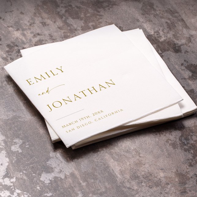 Elegante, klassische Weiß- und Goldhochzeit Serviette (Von Creator hochgeladen)