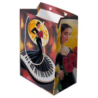 Elegante Klaviermusik Frau Kunst Design Mittlere Geschenktüte