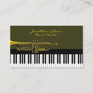 Elegante Klaviertasten und Trompete Musik Visitenkarte