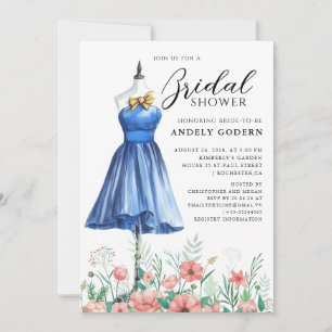 Elegante Kleiderillustration mit Brautparty Einladung