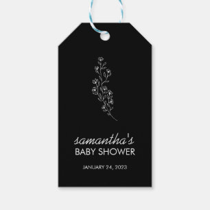 Elegante kleine handgezeichnete Skizze schwarze Bl Geschenkanhänger