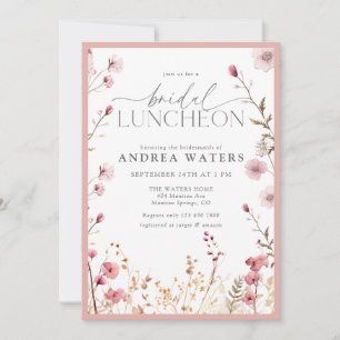 Elegante kleine rosa Blumen Hochzeits-Lunch-Einlad Einladung