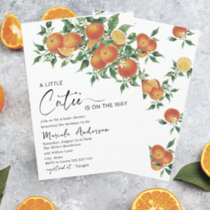 Elegante Kleine Süsse Citrus Orange Wassercolor Ba Einladung