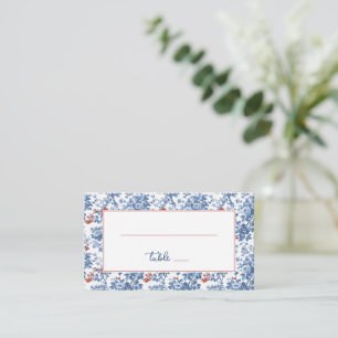 Elegante Kobaltblaue Blumengrenze Platzkarte