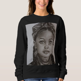 Elegante Kohle- und Bleistift-Mädchenporträt-Illus Sweatshirt