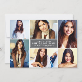 Elegante Kohlefoto-Collage Graduation Party Einladung