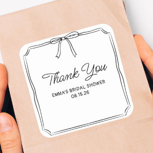 Elegante Kokette Chic-Schleife Hochzeitsdusche Dan Quadratischer Aufkleber