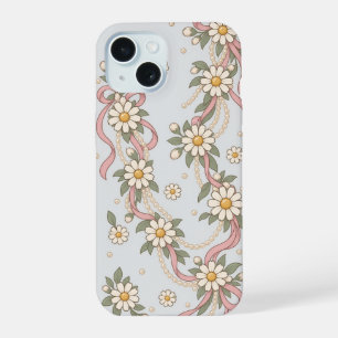 Elegante Kokette Daisy- und Perlen-Garlande iPhone 15 Hülle