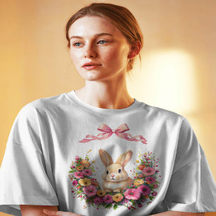 Elegante Kokette Osterhase-Shirt - Floral Chino T-Shirt