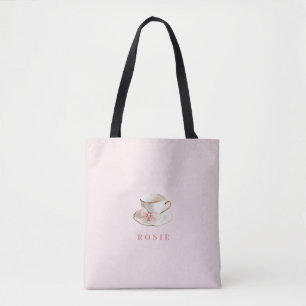Elegante Kokette Preppy Rosa Teetasse mit Schleife
