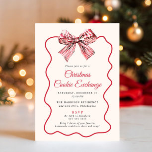 Elegante Kokette-Schleife Weihnachtsplätzchen-Taus Einladung