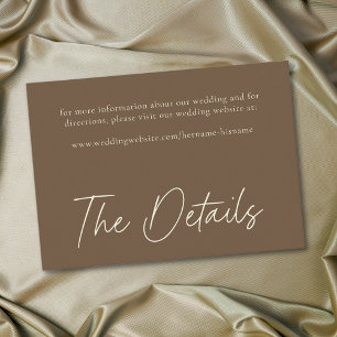 Elegante Koko-Braune Minimalistische Hochzeit Begleitkarte