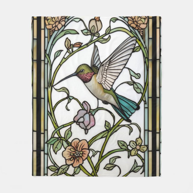 Elegante Kolibri-Kunst botanisch boho chic Fleecedecke (Vorderseite)