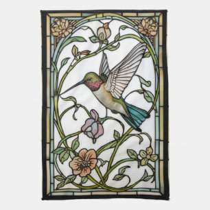 Elegante Kolibri-Kunst botanisch boho chic Geschirrtuch
