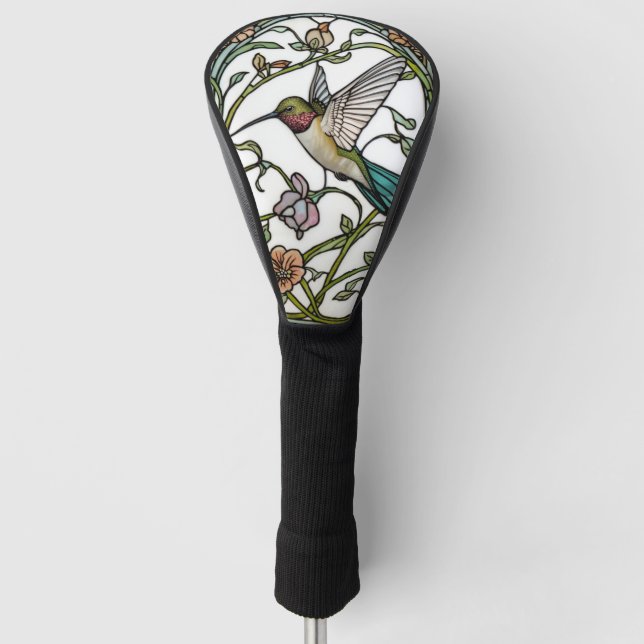 Elegante Kolibri-Kunst botanisch Boho Chic Golf Headcover (Vorderseite)