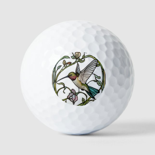 Elegante Kolibri-Kunst botanisch boho chic Golfball (Vorderseite)