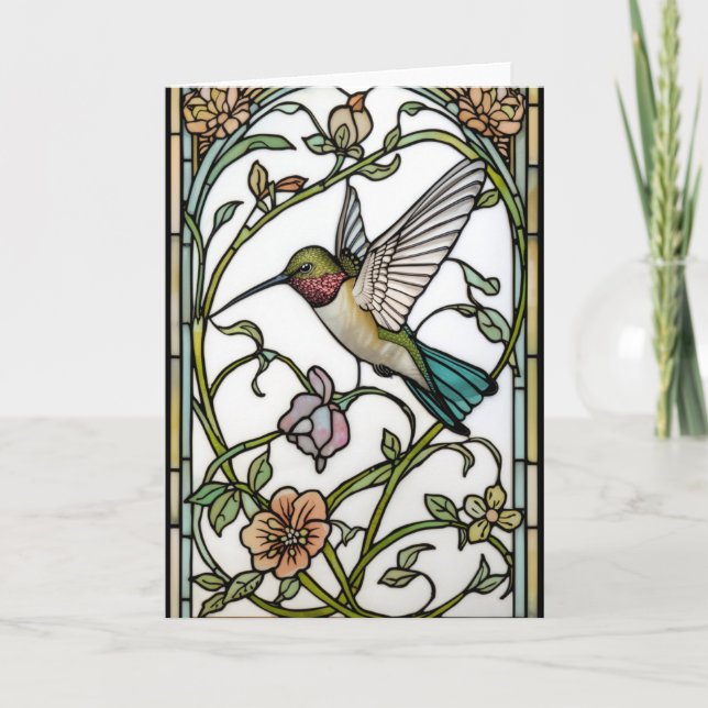 Elegante Kolibri-Kunst botanisch Boho Chic Karte (Vorderseite)