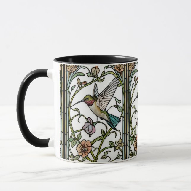 Elegante Kolibri-Kunst botanisch boho chic Tasse (Links)