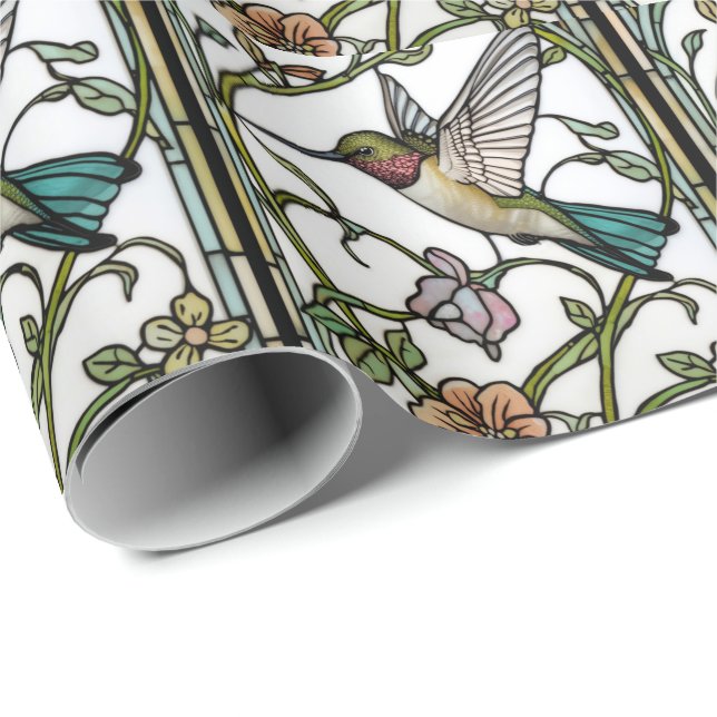 Elegante Kolibri-Kunstwerke botanisch boho chic Geschenkpapier (Rolleneckpunkt)