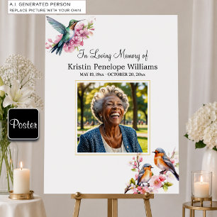 Elegante Kolibris-Blumen-Foto-Bestattung Poster